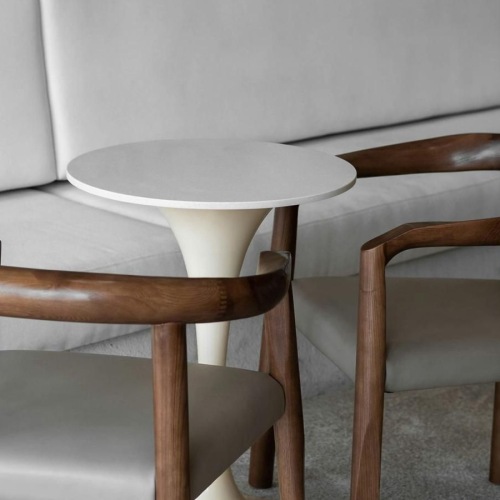 a table and chairs in a room