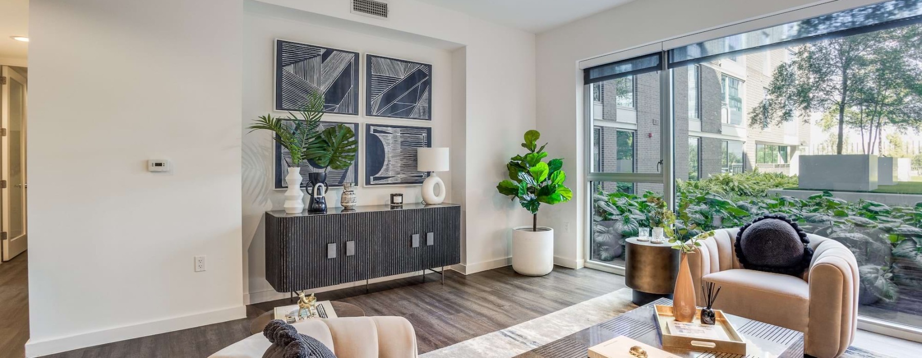 Open space living area with natural lighting