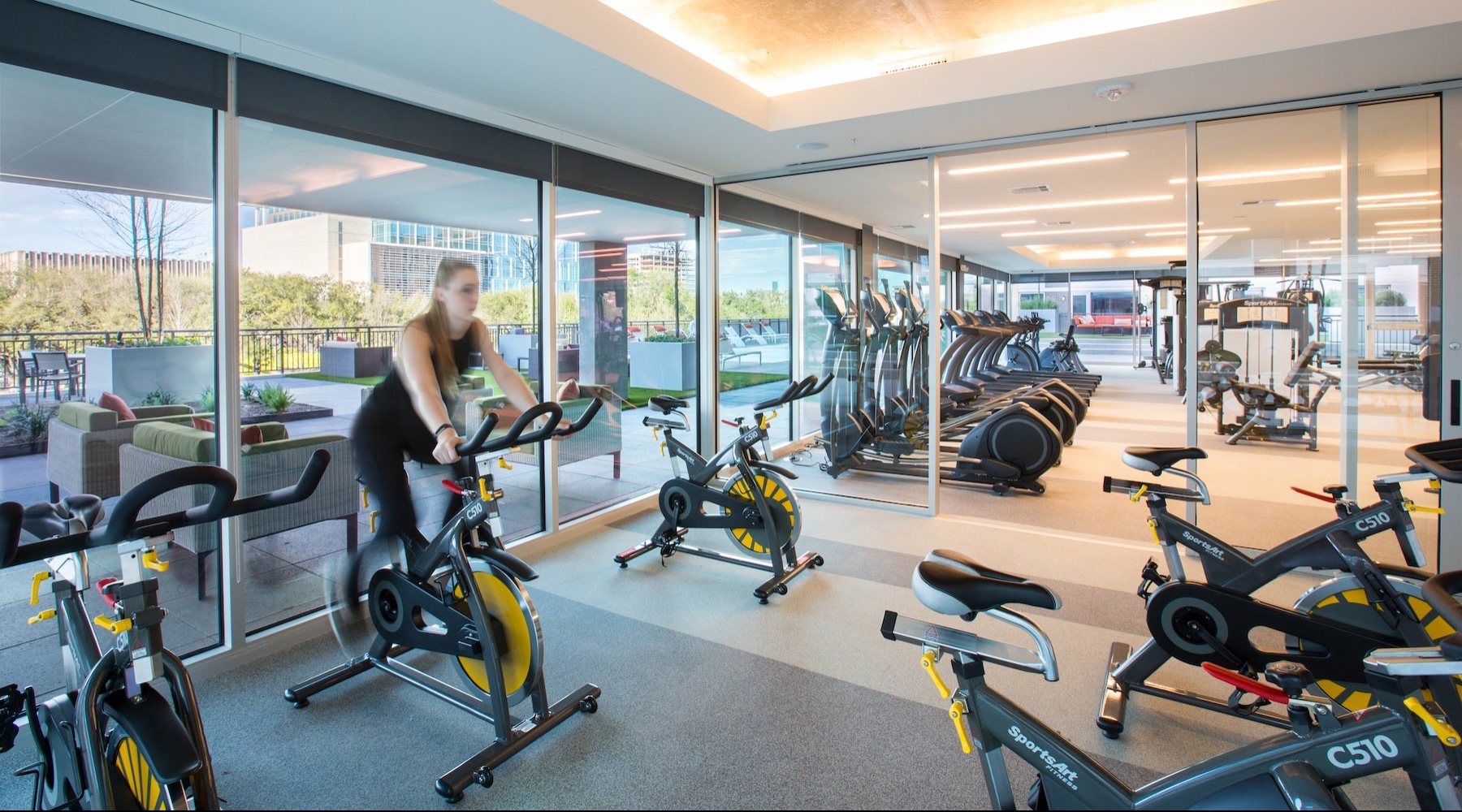 a gym with exercise equipment