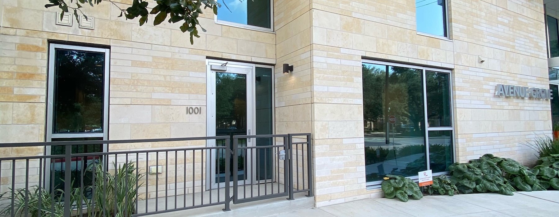 the entrance of a building