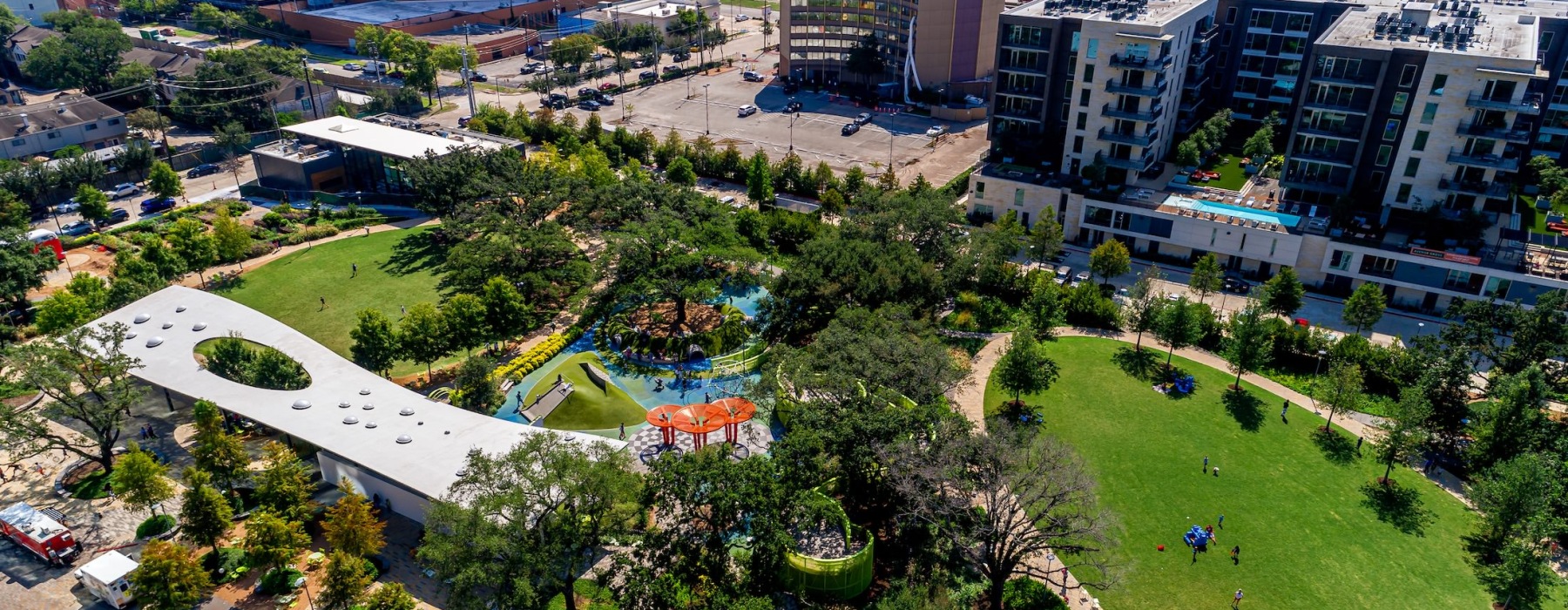 a park near many buildings