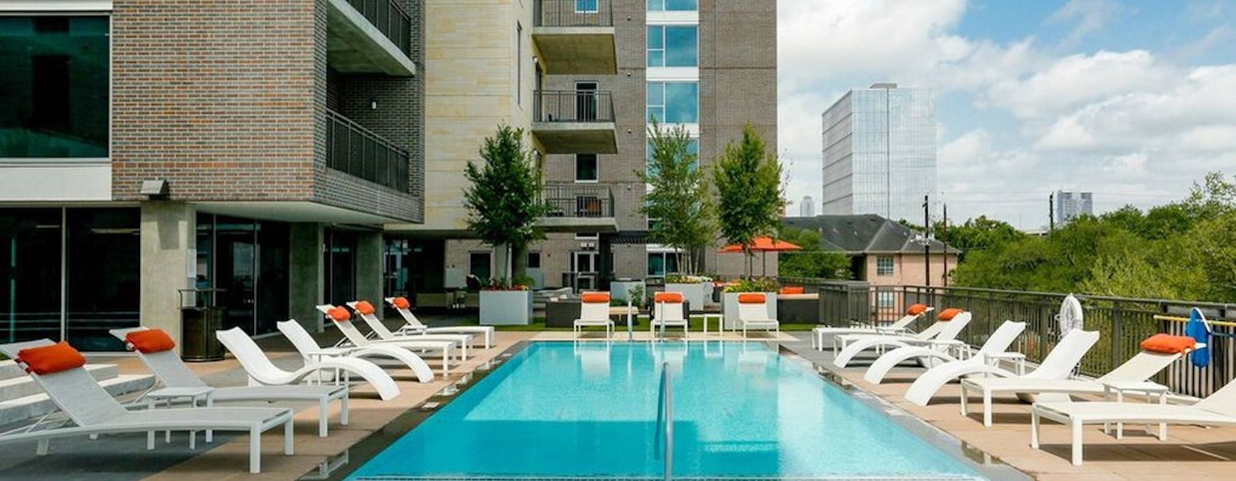 a swimming pool in a courtyard